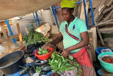 Mrs Adewale Arafat at her vegetable stall
