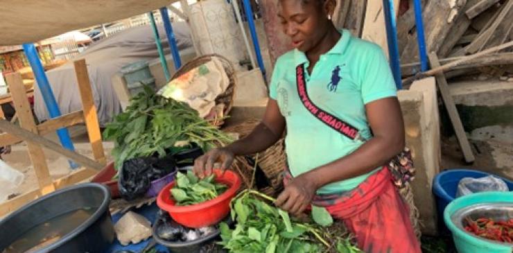 Mrs Adewale Arafat at her vegetable stall