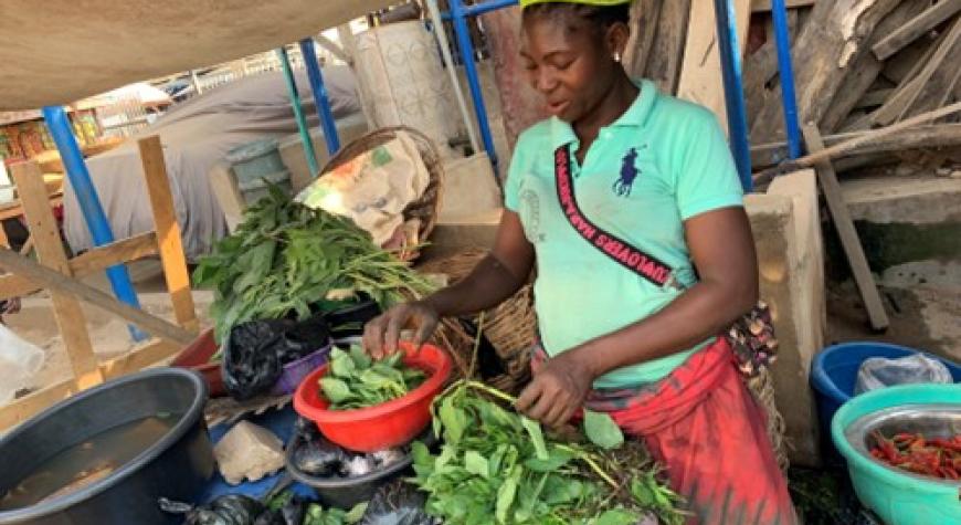 Mrs Adewale Arafat at her vegetable stall